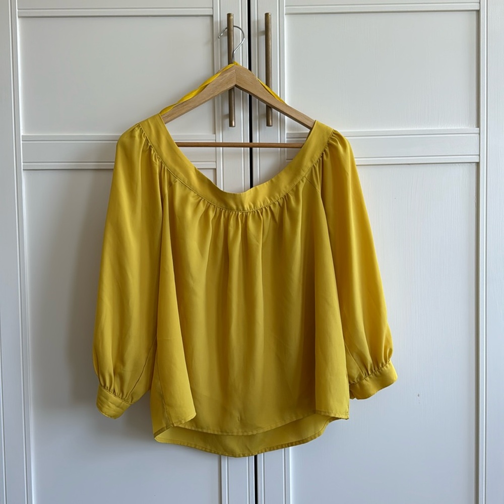 Yellow blouse with balloon sleeves, size M